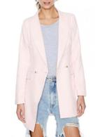 Rosewe Chic Pink Long Sleeve Blazer With Turndown Collar
