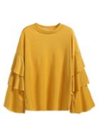 Shein Yellow Ruffle Tiered Sleeve T-shirt