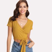 Shein Self Tie Front Wrap Tee