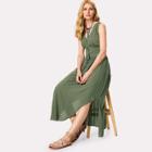 Shein Lace Up Placket Wide Waistband Curved Dress