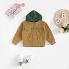 Shein Toddler Boys Patched Detail Corduroy Hooded Jacket