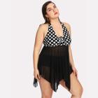 Shein Plus Asymmetrical Polka Dot Dress Set