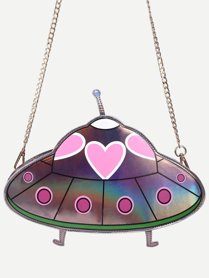 Shein Multicolor Metallic Ufo Shaped Chain Bag
