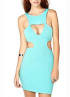 Rosewe Coquettish Open Back Cutout Pattern Green Tight Dress