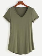 Shein V-neckline Rolled Sleeve T-shirt