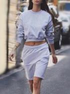 Shein Grey Crop Sweatshirt With Pants