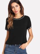 Shein Pearl Embellished T-shirt