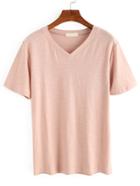 Shein Round V-neck Short Sleeve T-shirt