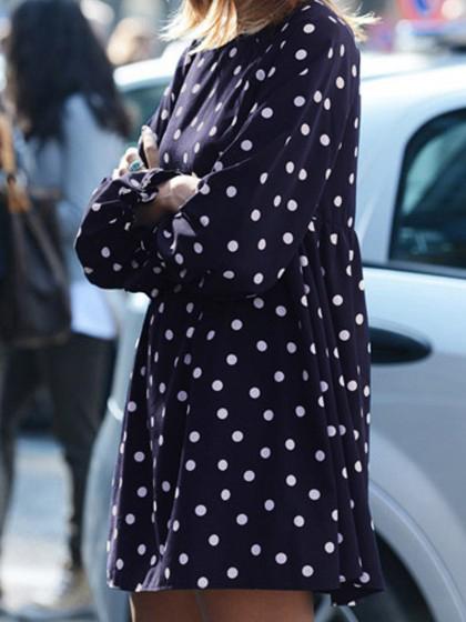Shein Navy White Polka Dot Shift Dress