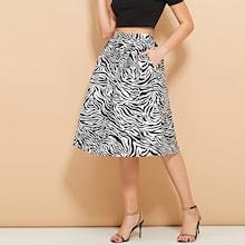 Shein Wide Waistband Print Skirt