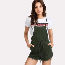 Shein Pocket Front Raw Hem Overall Shorts