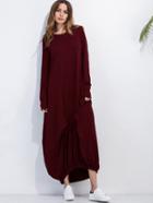 Shein Burgundy Elastic Hem Shift Dress