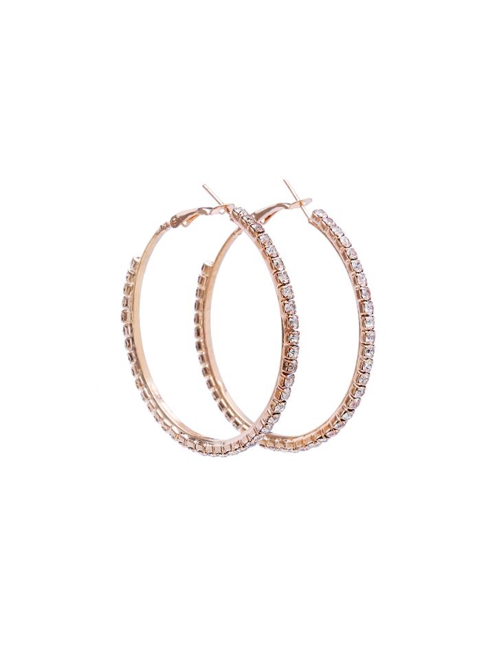Shein 1 Pair Rhinestone Gold Hoop Earrings