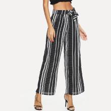 Shein Striped Tie Waist Wide Leg Pants