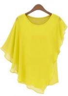 Rosewe Vogue Fake Two Pieces Design T Shirt Yellow