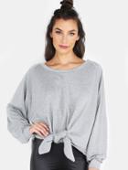 Shein Knotted Crew Neck Sweater Heather Grey
