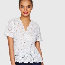 Shein Scalloped Eyelet Embroidered Surplice Wrap Top