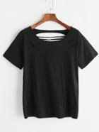 Shein Black Cut Out Ripped T-shirt