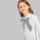 Shein Girls Striped Bow Embellished Blouse