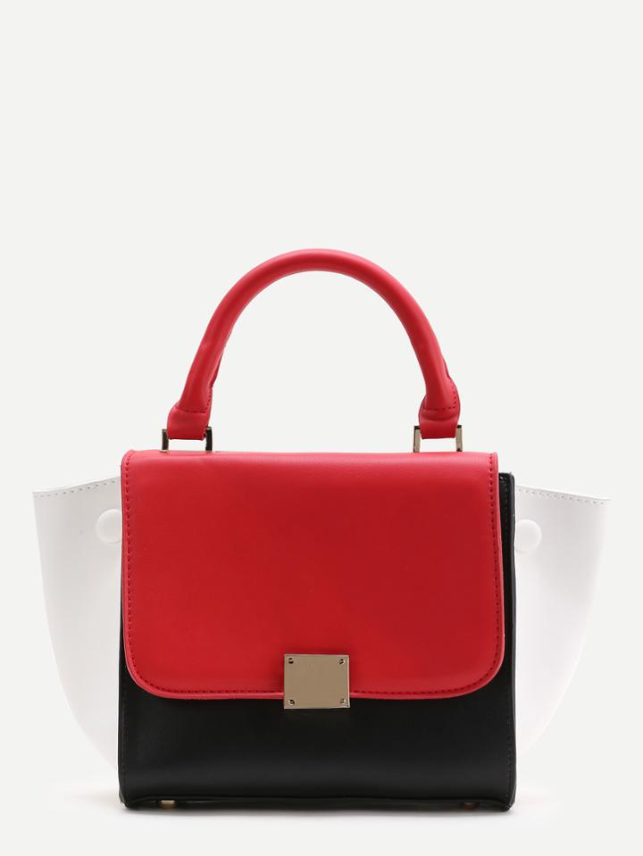 Shein Color Block Pu Satchel Bag