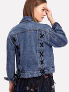 Shein Lace Up Detail Denim Jacket