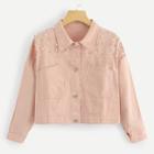 Shein Pearl Beaded Dual Pocket Jacket