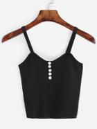 Shein Black Button Front Knit Cami Top