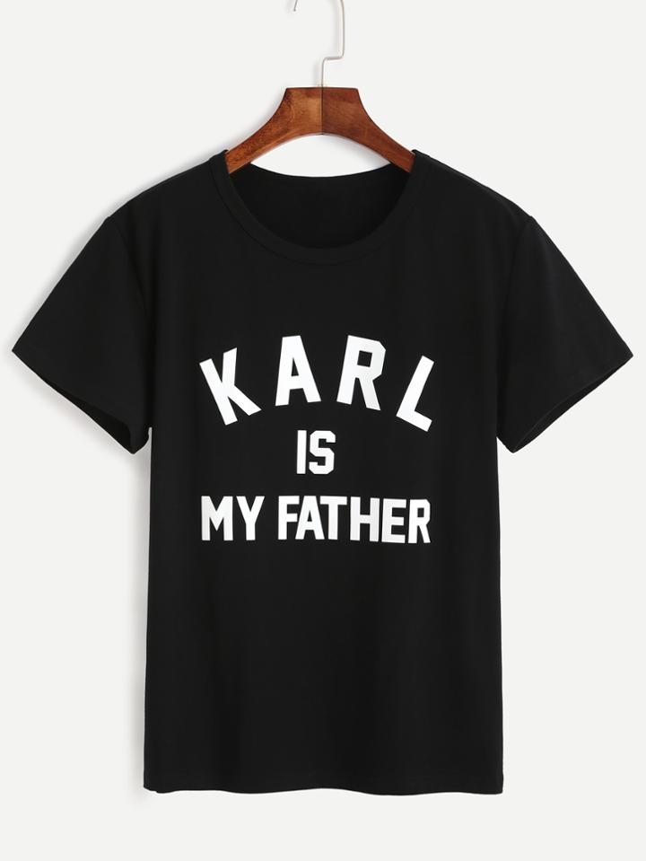 Shein Slogan Print Crew Neck Tee