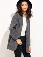 Shein Black And White Tweed Oversized Boyfriend Blazer
