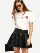 Shein Short Sleeve Heart Print T-shirt