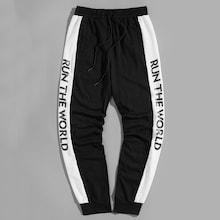 Shein Men Drawstring Waist Two Tone Letter Sweatpants