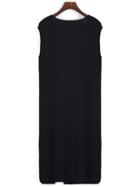 Shein Black Sleeveless Clove Wrap Front Longline Plus Top