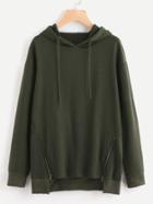 Shein Dip Hem Zip Detail Hoodie