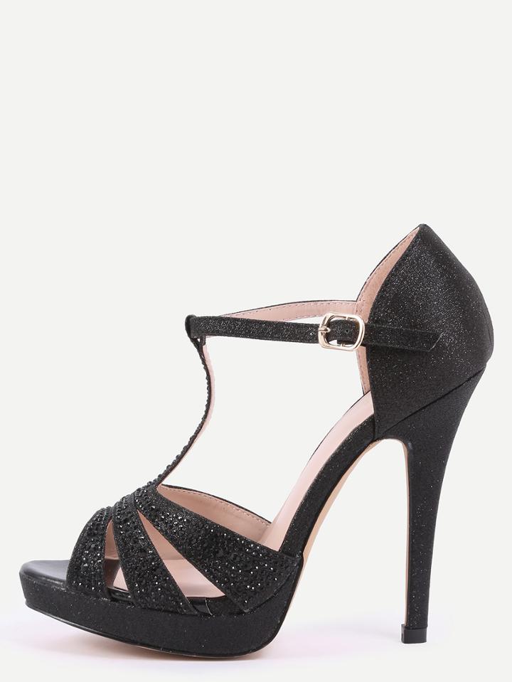 Shein Black T-strap Platform Heels