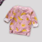 Shein Toddler Girls Banana Print Slit Hem Sweatshirt