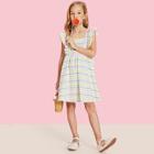 Shein Girls Ruffle Strap Bow Back Striped Dress