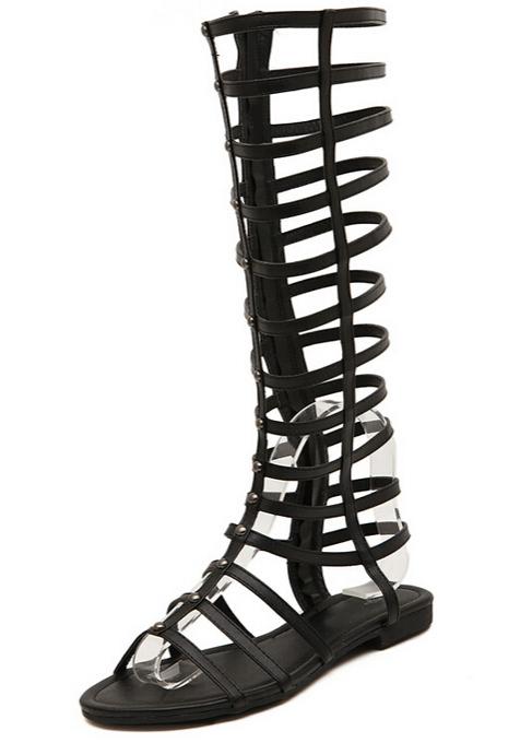 Shein Black Hollow Boots Sandals