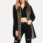 Shein Leopard Print Hooded Teddy Coat