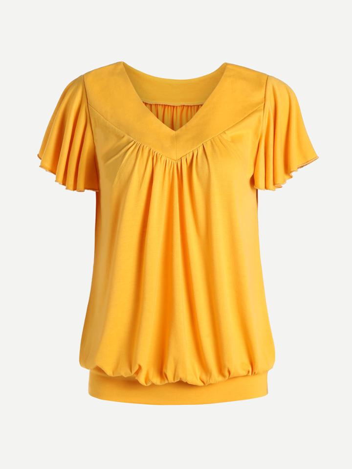 Shein V-neckline Butterfly Sleeve Tee