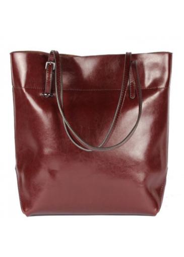 Rosewe Zipper Closure Wine Red Pu Tote Bag