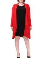 Shein Plus Size Open Front Red Drape Cardigan