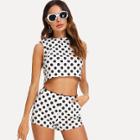 Shein Polka Dot Sleeveless Top And Shorts Set