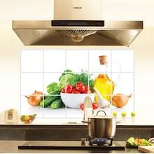 Shein Vegetable Print Oil Proof Wall Sticker