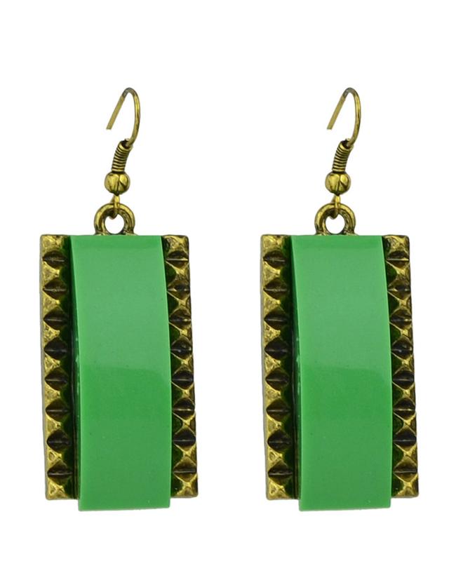 Shein Green Square Drop Earrings