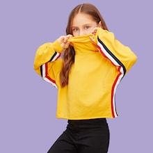 Shein Girls Drop Shoulder High Neck Pullover