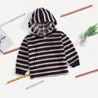 Shein Toddler Girls Drawstring Striped Hooded Sweatshirt