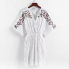Shein Embroidery Striped Surplice Dress