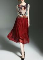 Shein Character Print Peplum Pleated Dress