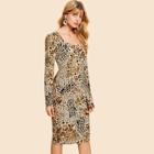 Shein 70s Leopard Print Slim Fitted Dress