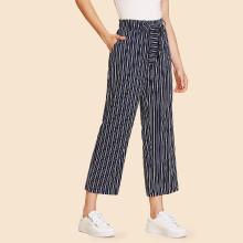 Shein Self Tied Striped Crop Wide Leg Pants